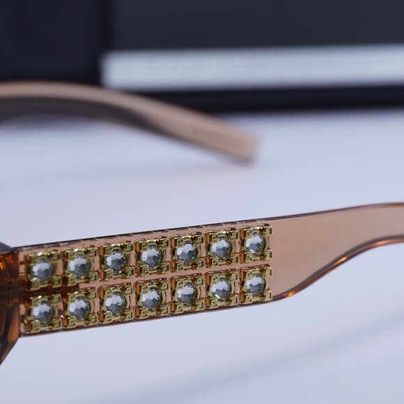 Final Price! Givenchy GV40078I 42E Transparent Brown/Gold with Studs Sunglasses - Picture 6 of 11